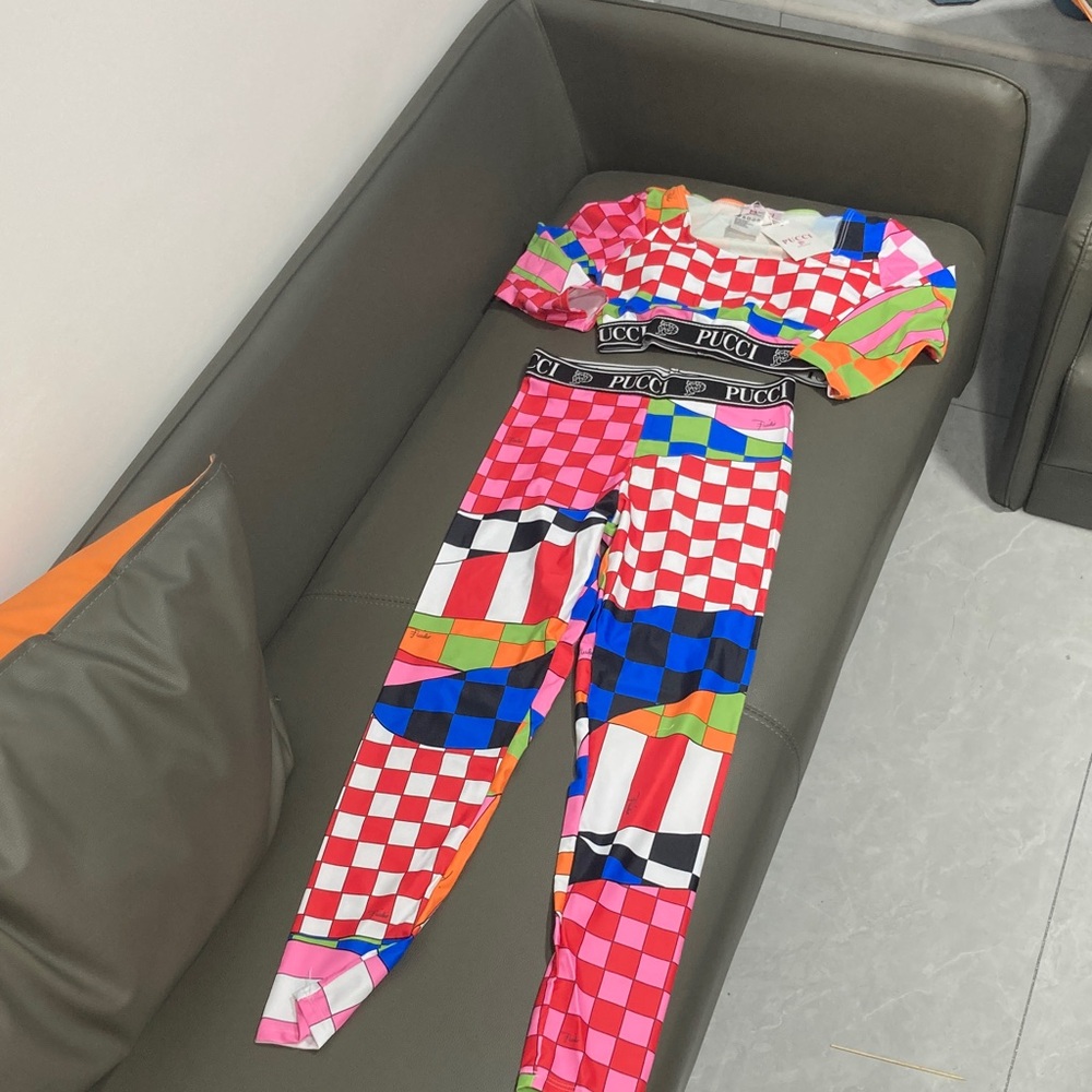 Emilio Pucci Red, Blue, Green & Orange Checker Swim Bottoms